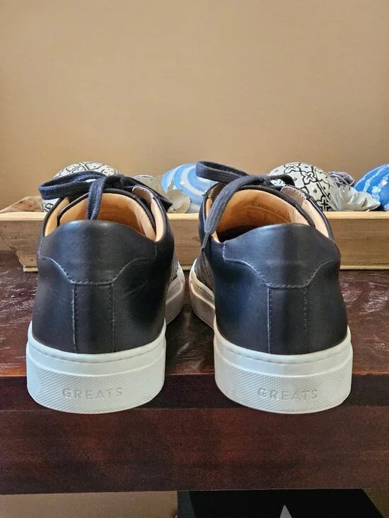 GREATS Men's Royale Leather Sneakers, Black, Sz 13 - Picture 5 of 16